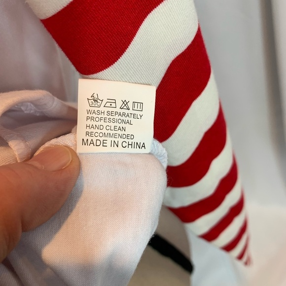 Egelexy Merry Christmas Y’all Long Candy Cane Striped Sleeve Baseball Style Tee - Picture 7 of 8